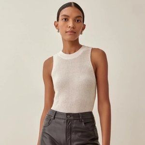 Reformation Lilac Knit Top, XS, White